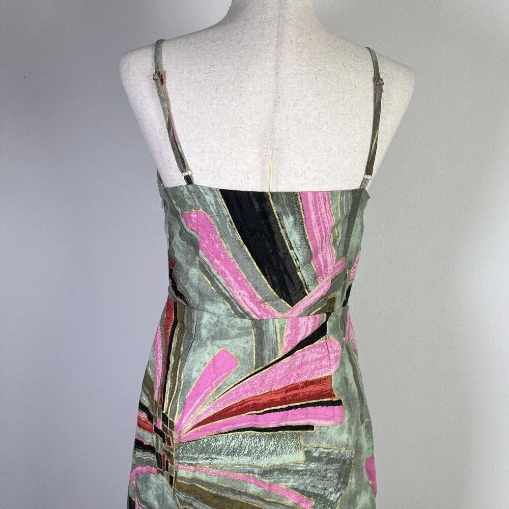 Jason Wu NWT Mini Sheath Dress Linen Blend Green Pink Tropical MSRP $425‎ - Picture 9 of 11